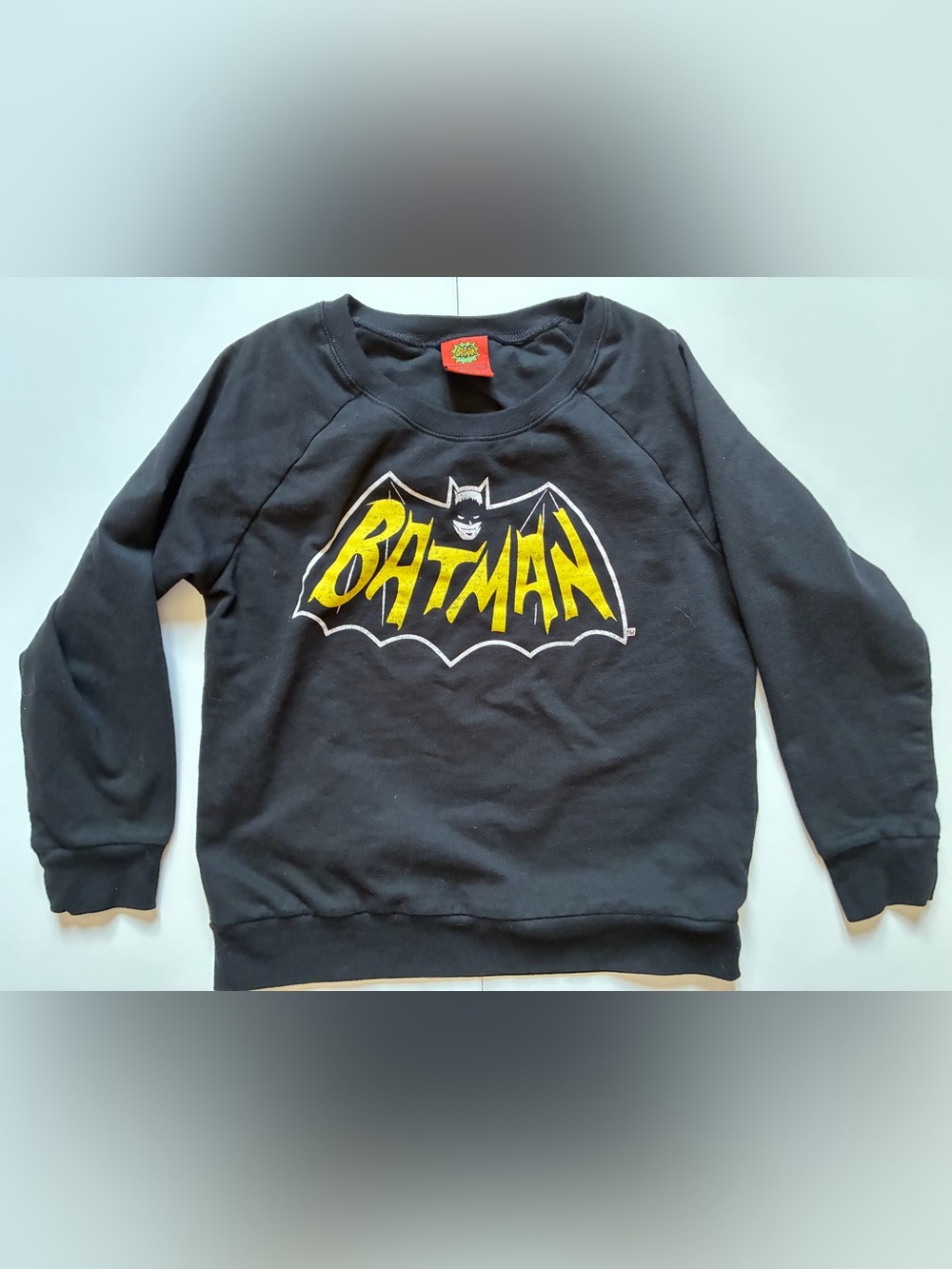 Vintage Batman Graphic Kids Sweatshirt - Black & Yellow - Size Boys Large